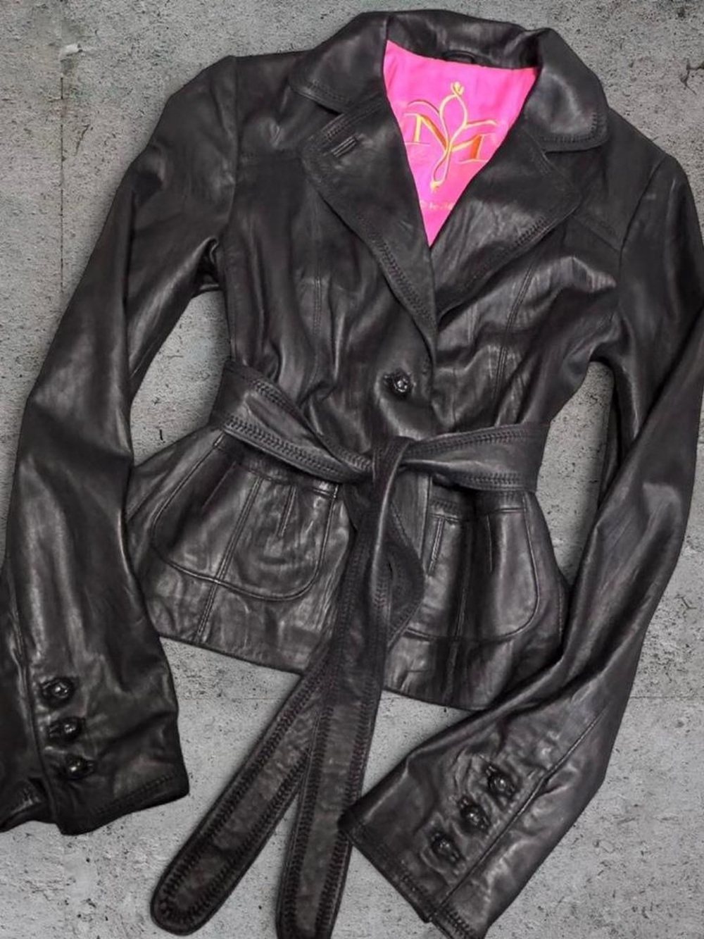 Mackage Genuine Black leather Jacmeg with belt,